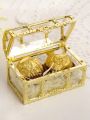1pc Fashion Vintage Treasure Chest Ring Necklace Earrings Jewelry Box Coin Storage Box Chocolate Candy Food Box Christmas New Year Gift Wedding Accessories