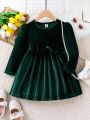 SHEIN Kids CHARMNG Young Girl Bow Front Gigot Sleeve Dress