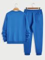 Manfinity Men Solid Sweatshirt & Drawstring Waist Sweatpants & Bag