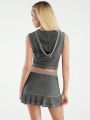 Forever 21 Women's Cropped Tank Top With Tie Detailing And High Waisted Skirt Set