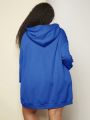 SHEIN CURVE+ Plus Letter Patched Kangaroo Pocket Drop Shoulder Hoodie Dress
