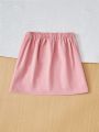 SHEIN Kids FANZEY Girls' Plaid Skirt With Bow Decoration