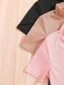 2pcs/Set Teen Girls' Short Sleeve Stand Collar Dress
