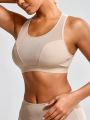 Women's See-Through Mesh Splice Backless Crop Top With Shapewear Function