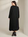 SHEIN Mulvari Plus Size Solid Color Long Sleeve Dress