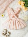 Infant Pure Color Sheer Chiffon Cool & Breathable Spring And Summer Simple Basic Casual Romper Dress