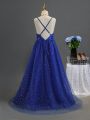 Girls' Beaded Embroidery Slit Halter Evening Dress, Suitable For Performance, Wedding, Evening Party, Birthday Party
