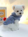 1pc Pet Clothes For Dogs And Cats, Autumn Winter Soft And Comfortable Fleece Christmas Elk Vest - Gray-blue Coat & Jacket