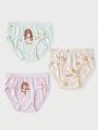 3pcs Toddler Girls' Cute Cartoon Printed Triangle Underwear