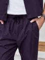 Manfinity Hypemode 2pcs/Set Men's Solid Color Loose Fit Drop Shoulder Shirt And Pants