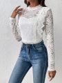 SHEIN Frenchy Mock Neck Lace Top Without Cami Top