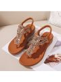 Womens Flip Flops Summer Flats Sandals for Women with Rhinestone Beaded  Beach Sandal NonSlip Walking Shoes