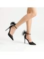 DREAM PAIRS Women's High Heels Strappy Closed Toe Stiletto Pointed Toe Mesh Bows Ankle Strap D'Orsay  Wedding Party Pumps Shoes