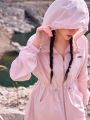 In My Nature Women's Letter Print Drawstring Waist Hooded Sun Protection Jacket