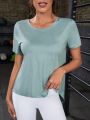 SHEIN Daily&Casual Cut Out Twist Back Sports Tee