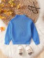 Boys' (little) Solid Color Stand Collar Casual Sweater