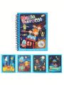 1set Reusable Water Painting Magic Book With Animal & Cartoon Design, Random Color With Gift Drawing Brush