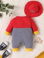 SHEIN Baby Boy Colorblock Button Front Costume Jumpsuit & Hat