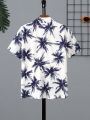 Teenage Boys' Coconut Tree Printed Holiday Shirt For Vacation