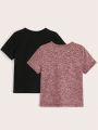 SHEIN 2pcs/Set Leisure Comfortable Short Sleeve T-Shirt For Young Boys