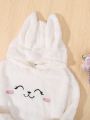 SHEIN Kids QTFun Tween Girl Cartoon Embroidery 3D Ears Fuzzy Sweatshirt