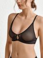 SHEIN Leisure Cut Out Front Mesh Bralette