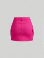 SHEIN Teen Girls' Denim A-line Skirt With Flap Pockets