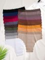 21pcs Ladies Solid Color Wave Edge Triangle Panties