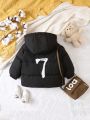 Baby Boys' Hooded Padded Coat With Letter Printed Design