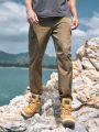 In My Nature Men Deer Embroidery Flap Pocket Side Drawstring Waist Cargo Outdoor Pants