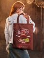 Willy Wonka and the Chocolate Factory X ROMWE Letter Graphic Shopper Bag
