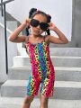 SHEIN Kids Cooltwn Young Girls Leopard Print Cami Romper