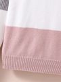 Teen Girls' Simple & Fashionable Striped & Two Tone Color Pullover Sweater