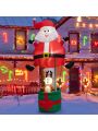 Gymax 8FT Inflatable Santa Claus & Reindeer Christmas Decoration w/ LED Lights