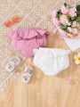 2pcs Baby Girl's Cute Ruffle Trim Top And Shorts Set For Spring/Summer