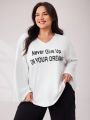 SHEIN Mulvari Women'S Plus Size Graphic Printed V-Neck Bell Sleeve T-Shirt