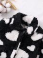 SHEIN Baby Girls' Love Heart Pattern Homewear 2-Piece Set
