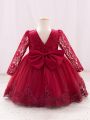 Baby Girl Lace & Mesh Patchwork Formal Dress