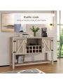 52 Inch Console Cabinet / Storage Cabinet With Wine Racks Dining Living Room, Antique Grey