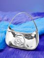 SHEIN X The Smurfs Sheinx X Smurfs Collaboration Silver Lady Handbag / Clutch Bag With Zipper