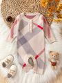 Baby Boy Argyle Pattern Button Front Knit Jumpsuit