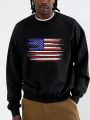 Men'S American Flag Printed Drop Shoulder Sweatshirt