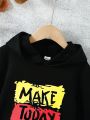 Young Boy Slogan Graphic Hoodie