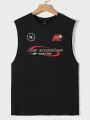 Men'S Sleeveless Knitted Tank Top With Letter Print