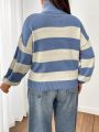 Plus Size Turtleneck Striped Sweater