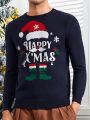 Manfinity Homme Men Christmas Santa Claus & Slogan Graphic Sweater