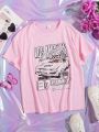 Teen Girl Car & Letter Graphic Tee