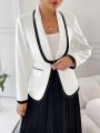 SHEIN Privé Women's White Button Decoration Blazer Jacket