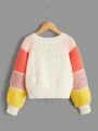 Teen Girl Color Block Raglan Sleeve Sweater