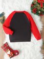 Tween Girl 1pc Christmas Print Raglan Sleeve Sweatshirt